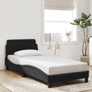 voodiraam peatsiga ilma madratsita Must 90x200 cm samet