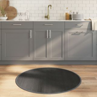 vaip, ümmargune, hall, 100 cm, bambus