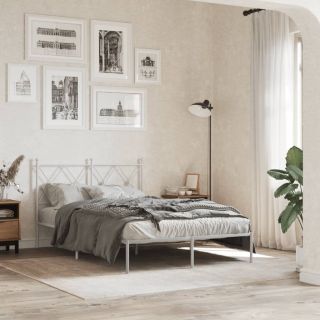 металлический каркас кровати с изголовьем, белый, 120 x 200 см