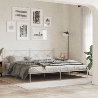 металлический каркас кровати с изголовьем, белый, 200x200 см