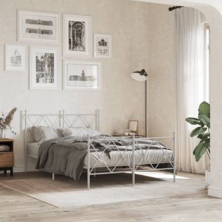 металлический каркас кровати с изголовьем и изножьем, белый, 120 x 200 см