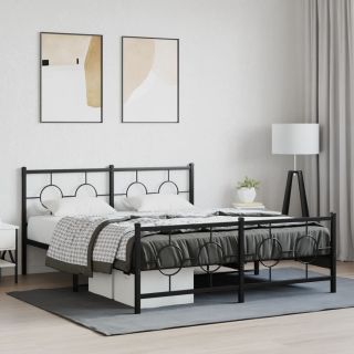 металлический каркас кровати с изголовьем и изножьем, черный, 150x200 см
