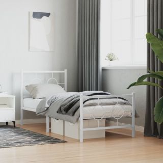 металлический каркас кровати с изголовьем и изножьем, белый, 80 x 200 см
