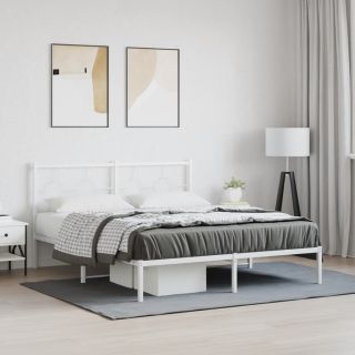 металлический каркас кровати с изголовьем, белый, 150x200 см