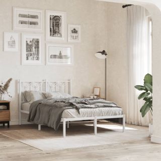металлический каркас кровати с изголовьем, белый, 120 x 200 см