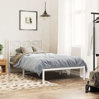 metallist voodiraam peatsiga, valge, 107x203 cm
