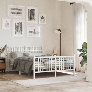 металлический каркас кровати с изголовьем и изножьем, белый, 120 x 200 см