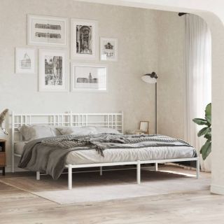 metallist voodiraam peatsiga, valge, 183x213 cm