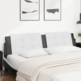 voodipeatsi padi, valge ja must, 200 cm, kunstnahk