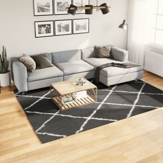 kõrge narmaga Shaggy vaip PAMPLONA, must/kreemjas 200x280 cm
