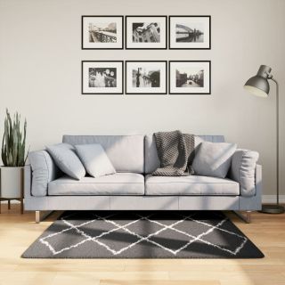 kõrge narmaga Shaggy vaip PAMPLONA, must/kreemjas 120x120 cm