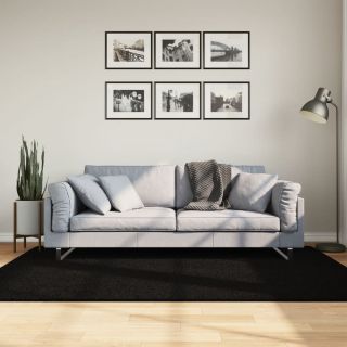 vaip HUARTE, lühikese narmaga, pestav, must, 140x200 cm