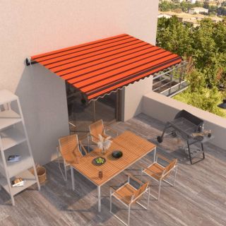 käsitsi sissetõmmatav varikatus, 400 x 350 cm, oranž ja pruun