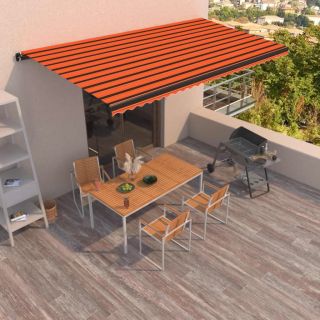käsitsi sissetõmmatav varikatus 600 x 350 cm, oranž ja pruun