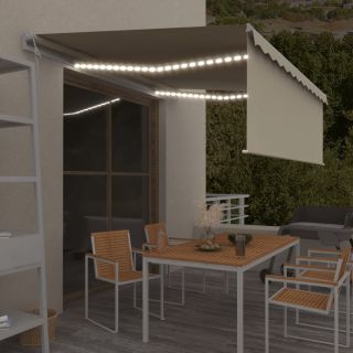 automaatne varikatus LEDi ja tuuleanduriga 4 x 3 m kreemjas