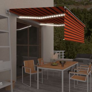 automaatne varikatus LEDi ja tuuleanduriga 4x3 m oranž ja pruun