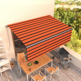 käsitsi sissetõmmatav varikatus rulooga, 4x3m, oranž/pruun