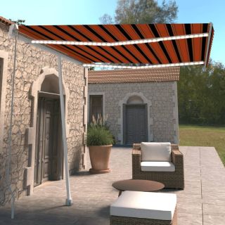 käsitsi sissetõmmatav varikatus LED 300 x 250 cm oranž ja pruun