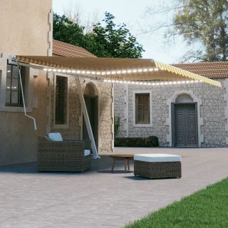 käsitsi sissetõmmatav varikatus LED, 600x300 cm, kollane, valge
