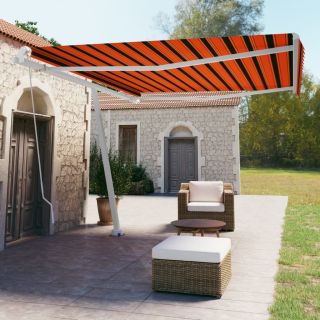 iseseisev käsitsitõmmatav varikatus, 450 x 350 cm, oranž/pruun