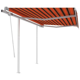 käsitsi sissetõmmatav varikatus, 3x2,5 m, oranž/pruun