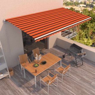 käsitsi sissetõmmatav varikatus 600 x 350 cm, oranž ja pruun