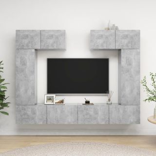 Комплект из 6-ти тумб под телевизор, цвет серый бетон, искусственное дерево