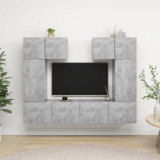 6-osaline telerikappide komplekt, betoonhall, puitlaastplaat