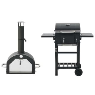 kolm ühes aia pitsaahi ja grill, must