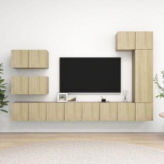 Комплект из 8 тумб под телевизор, дуб Сонома, композитная древесина