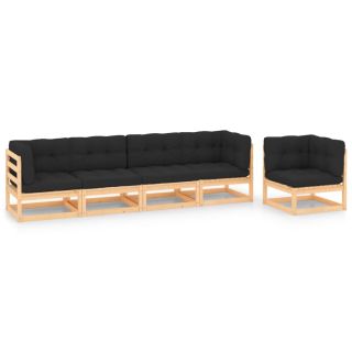 5-osaline aiamööbli komplekt patjadega, männipuit