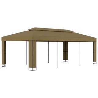 varjualune, topeltkatusega, 3 x 6 m, pruunikashall, 180 g/m²