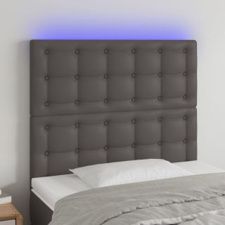 Изголовье кровати со светодиодной подсветкой, черное, 80x5x118/128 см, искусственная кожа