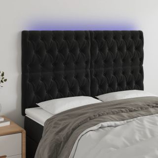 LED-voodipeats, must, 144x7x118/128 cm, samet