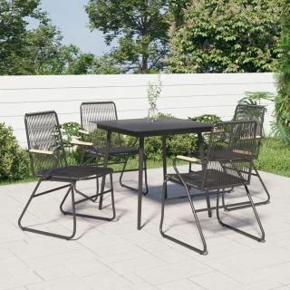 aiatoolid 4 tk, must, 58 x 59 x 85,5 cm PVC-rotang
