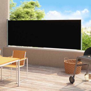 lahtitõmmatav terrassi külgsein, 200 x 500 cm, must