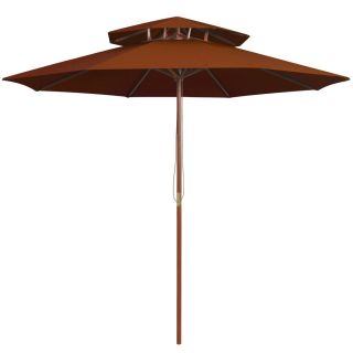 kahekordne päikesevari puust postiga, terrakota, 270 cm