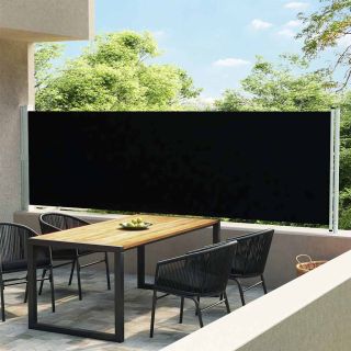 выдвижная боковая стенка патио, 140 x 600 см, черная