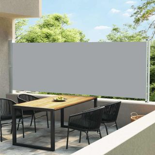 lahtitõmmatav terrassi külgsein, 600 x 160 cm, hall