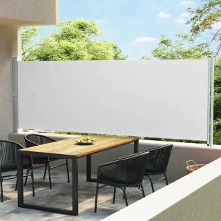 lahtitõmmatav terrassi külgsein, 600 x 160 cm, kreemjas