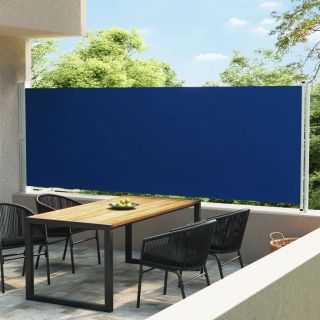 lahtitõmmatav terrassi külgsein, 600 x 160 cm, sinine