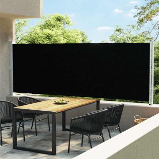 выдвижная боковая стенка патио, 600 x 160 см, черная