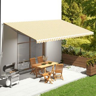 varikatuse asenduskangas, kollane ja valge, 6 x 3,5 m