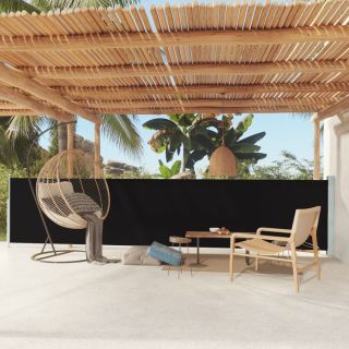 lahtitõmmatav terrassi külgsein, 117 x 600 cm, must