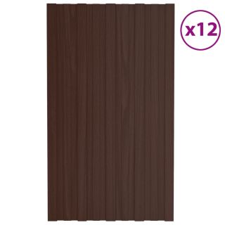 katusepaneel 12 tk, tsingitud terasest, pruun, 80 x 45 cm