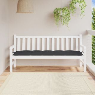 подушка для сиденья садовой скамейки черная, 180x50x7 см ткань оксфорд