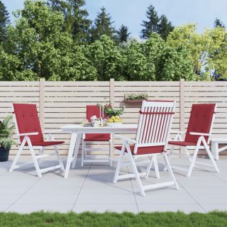 Подушки для стульев с высокой спинкой 4 шт., красные, 120x50x3 см, ткань