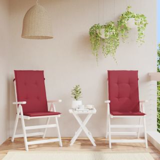 Подушки для стула с высокой спинкой 2 шт., красные, 120x50x3 см, ткань