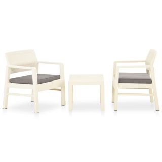3-osaline aiamööbli komplekt patjadega, plast, valge