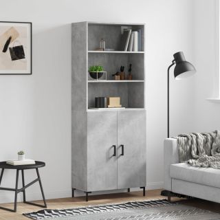 kõrge kapp, betoonhall, 69,5 x 34 x 180 cm,tehispuit